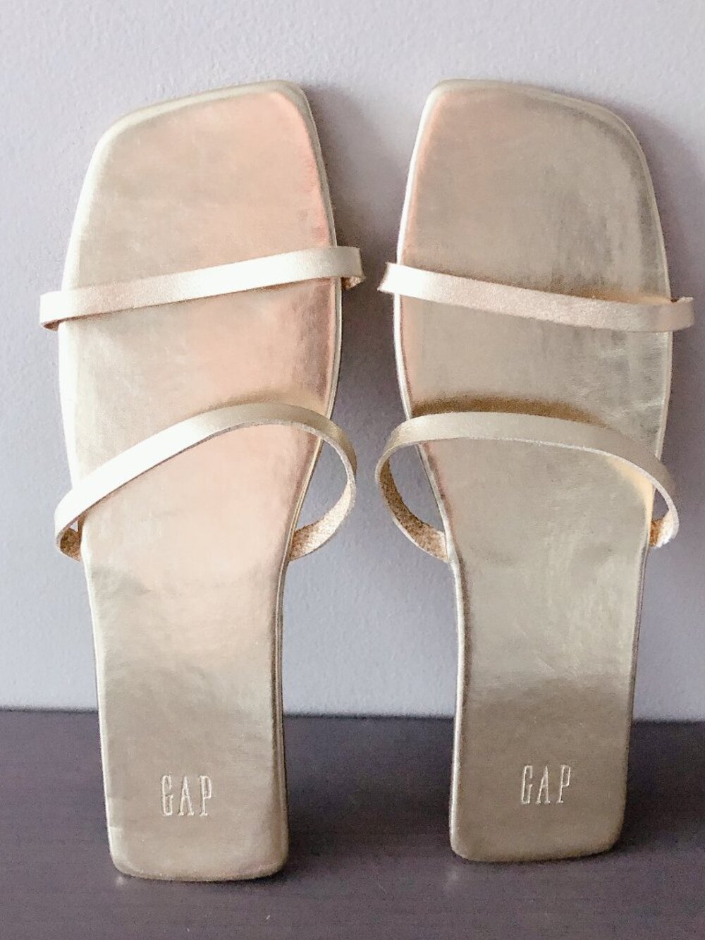 Gap Square Toe Sandals Gold Size 10 women's shoes slides - Picture 3 of 15